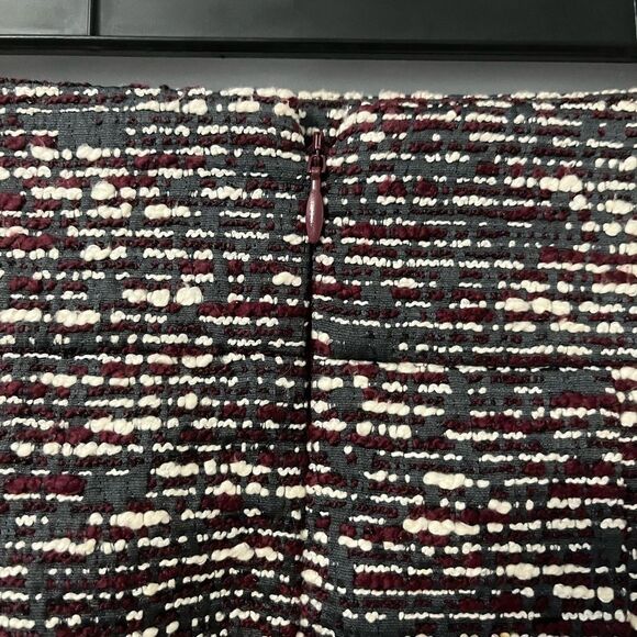 🟢LOFT Tweed Burgundy & Gray Mini Skirt Size 0P - Picture 5 of 7